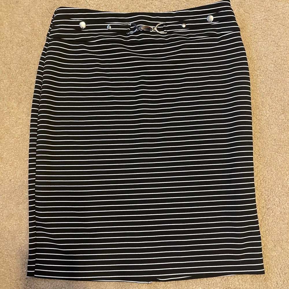 Black / White Striped Skirt. Size M